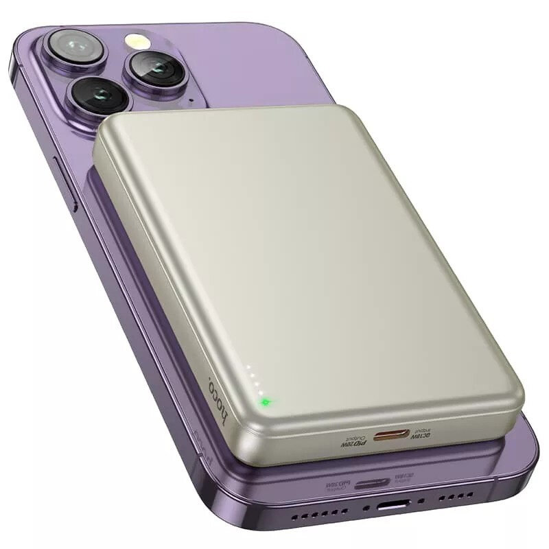 Внешний аккумулятор Power Bank Hoco Q26, 5000mAh, PD20W, с беспроводной зарядкой MagSafe, золотистый — фото 1