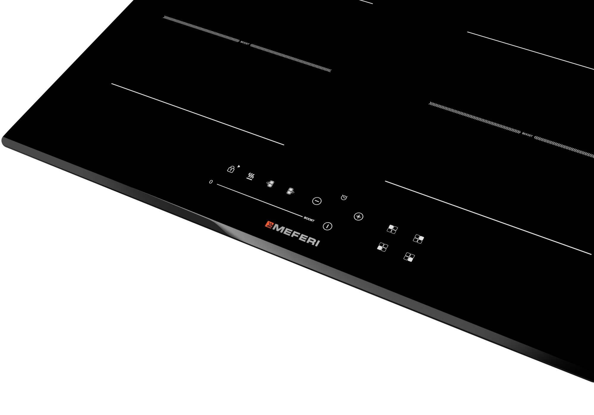 Изображение Индукционная варочная панель с инвертором MEFERI MIH604BK COMFORT PLUS 60 см, 4 конфорки, объединение конфорок Flex Zone