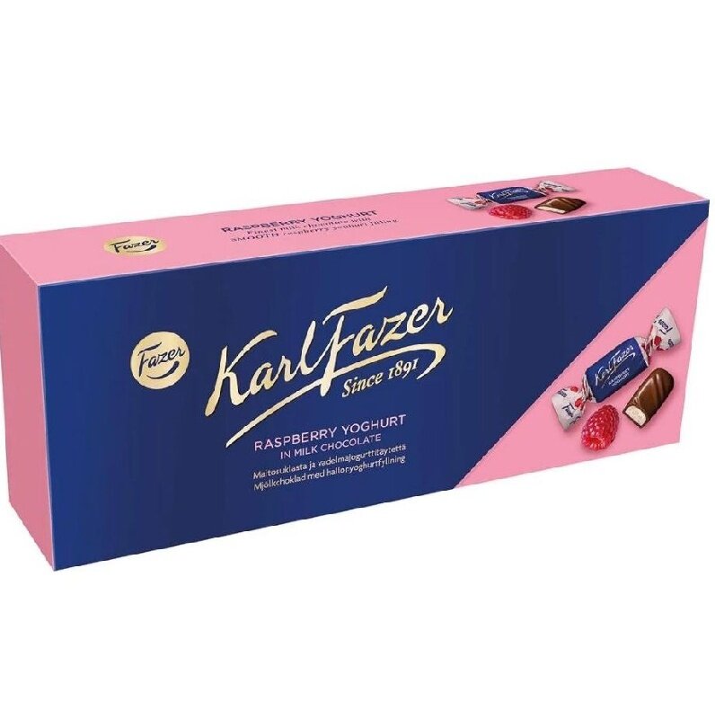 Конфеты KARL FAZER из молочного шоколада с малиново-йогуртовой начинкой /картон/ 270г