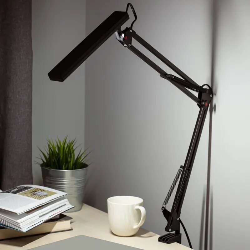 Рабочая лампа настольная светодиодная Эра NLED-507-8W-BK бестеневая на струбцине цвет черный с регулировкой яркости