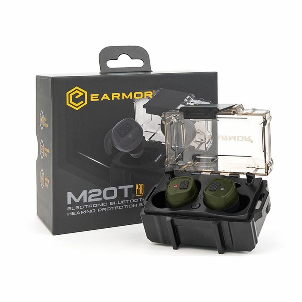 Активные беруши EARMOR M20T Pro зеленые с шумоподавлением, Bluetooth и кейсом