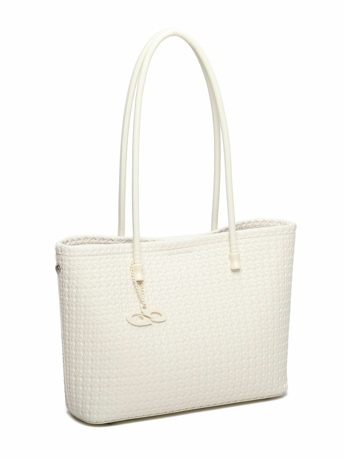 Сумка шоппер kari, фактура плетеная, матовая, белый — фото 1