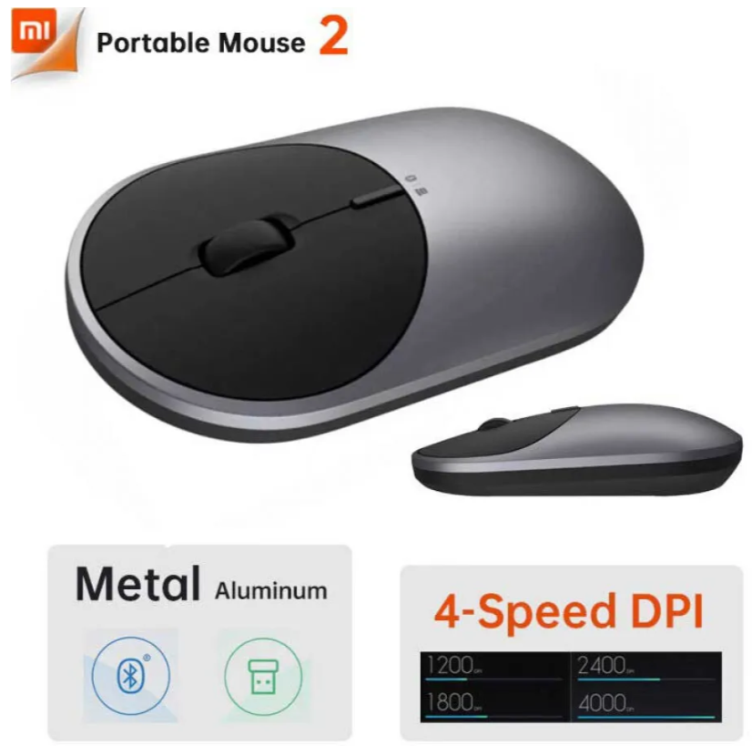 Беспроводная компактная мышь Xiaomi Mi Portable Mouse 2, черный