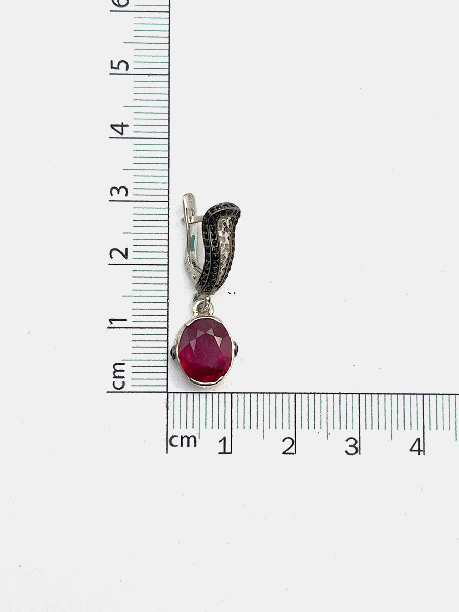Серьги с подвесками Кристалл Мечты, серебро, 925 проба, рубин, шпинель, , черный, красный — фото 1