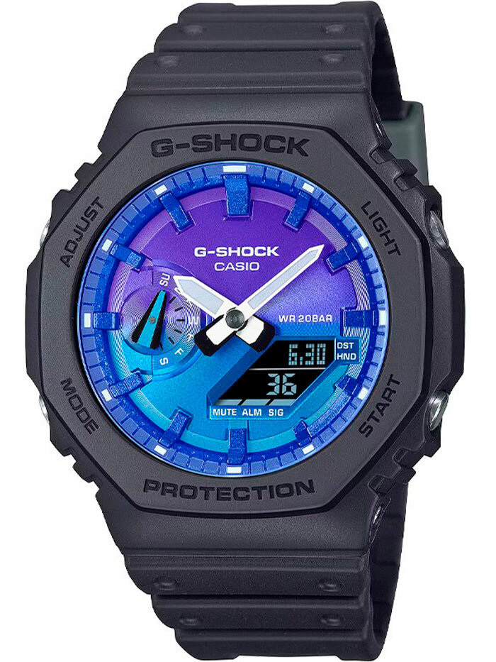 Наручные часы CASIO G-Shock, черный, фиолетовый, синий — фото 1