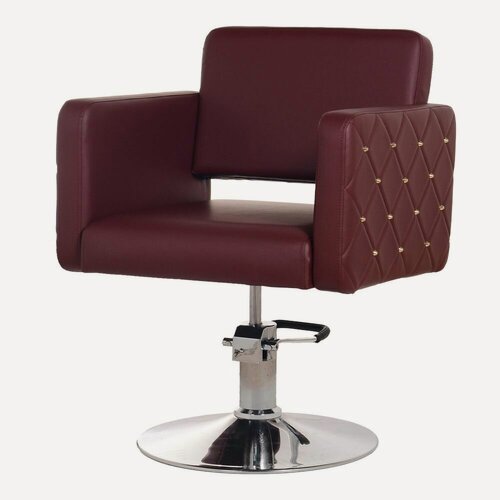 Изображение товара Парикмахерское кресло "Элит Люкс", цвет вишневый gold, основание диск