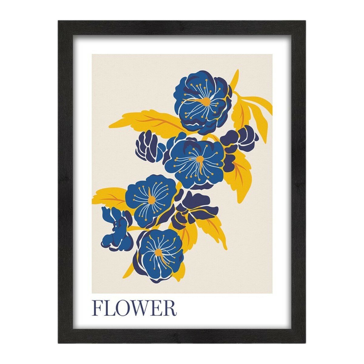 Картина в раме PosterMarket 30х40 см цветы синие