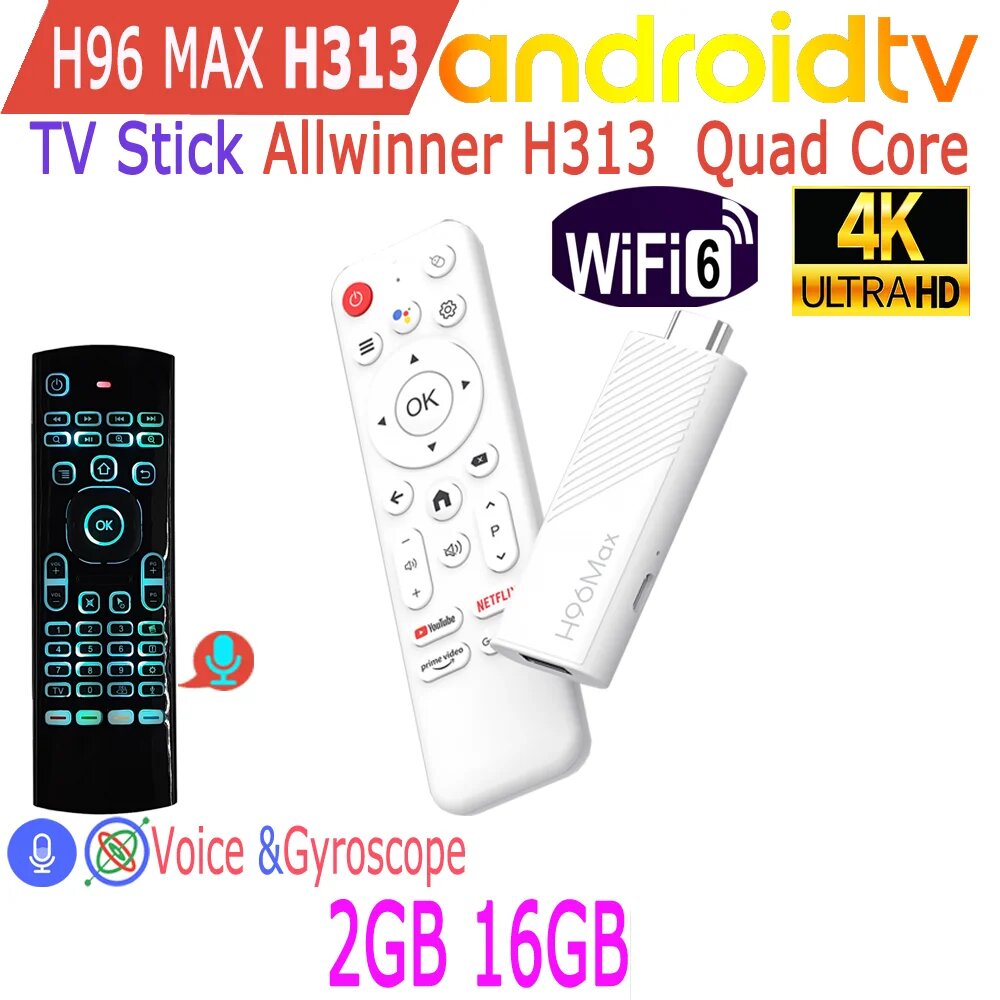 LIHETUN Android TV H96 Max H313 4K Smart TV Box 2ГБ/16ГБ, 2GB 16GB MX3PRO