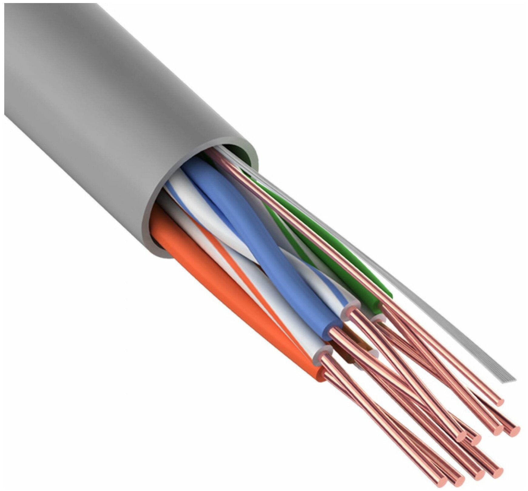 Кабель витая пара U/UTP, CAT5e, PVC, 4PR, 24AWG, внутренний, серый, бухта 305 м REXANT