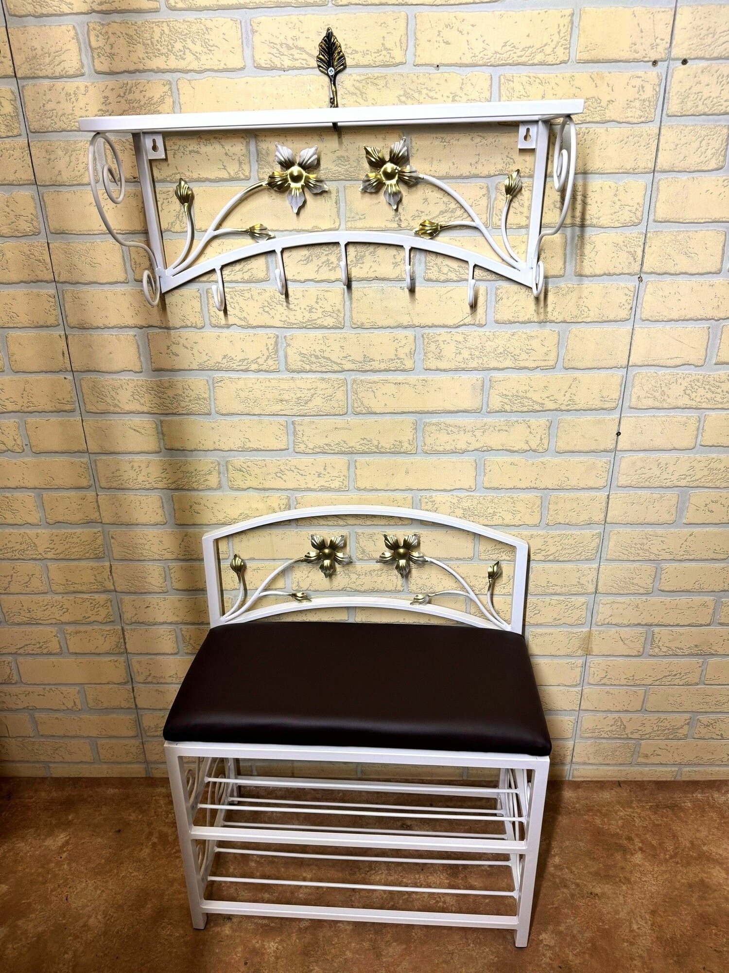 Кованая прихожая, Студия кованой мебели Нива, цвет белый/коричневый — фото 1