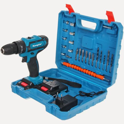 Изображение товара Дрель-шуруповерт аккумуляторная Mengtai 18В, 2,0Ач, 2 аккумулятора, ЗУ