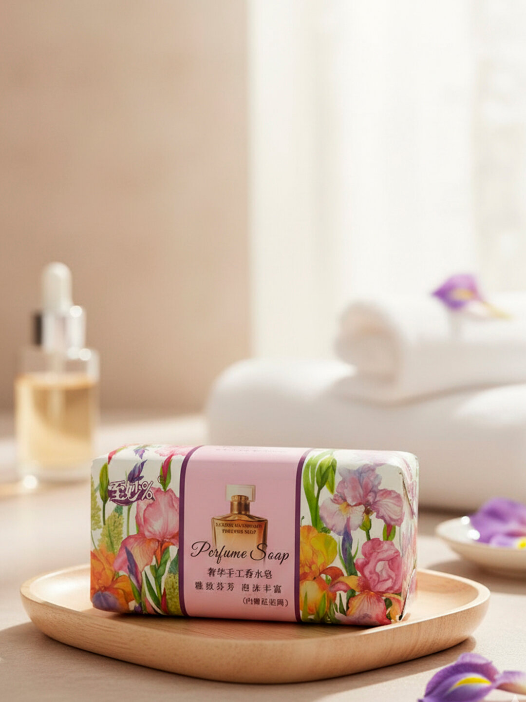 Мыло "Perfume Soap", косметическое, ароматное. Маленькая, удобная упаковка — мочалка с собой, 248 гр