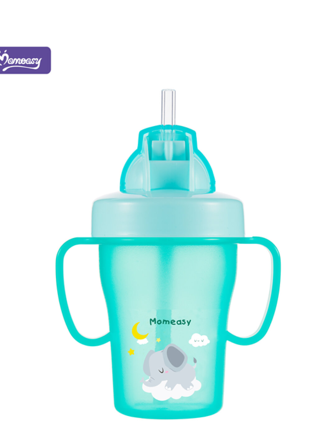 Детский поильник-непроливайка с трубочкой и ручками 210 мл , голубой