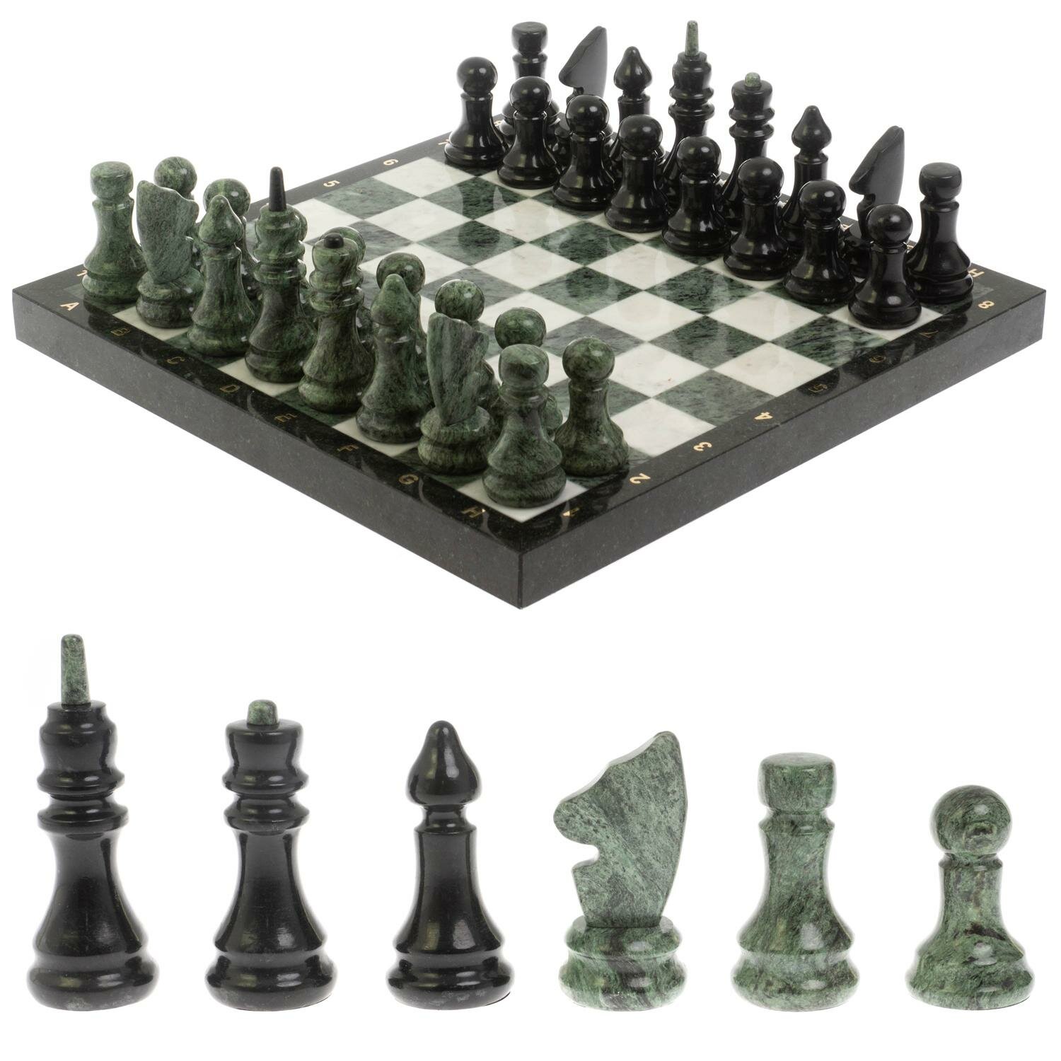 Шахматы "Классические" змеевик, мрамор доска 40х40 см 124677