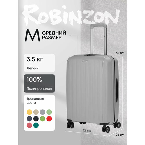 Чемодан Robinzon, 63 л, серый