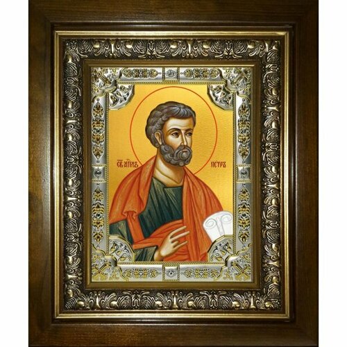 Икона Петр апостол, 18x24 см, со стразами, в деревянном киоте, арт вк-3511 икона фома апостол 18x24 см со стразами в деревянном киоте арт вк 2448