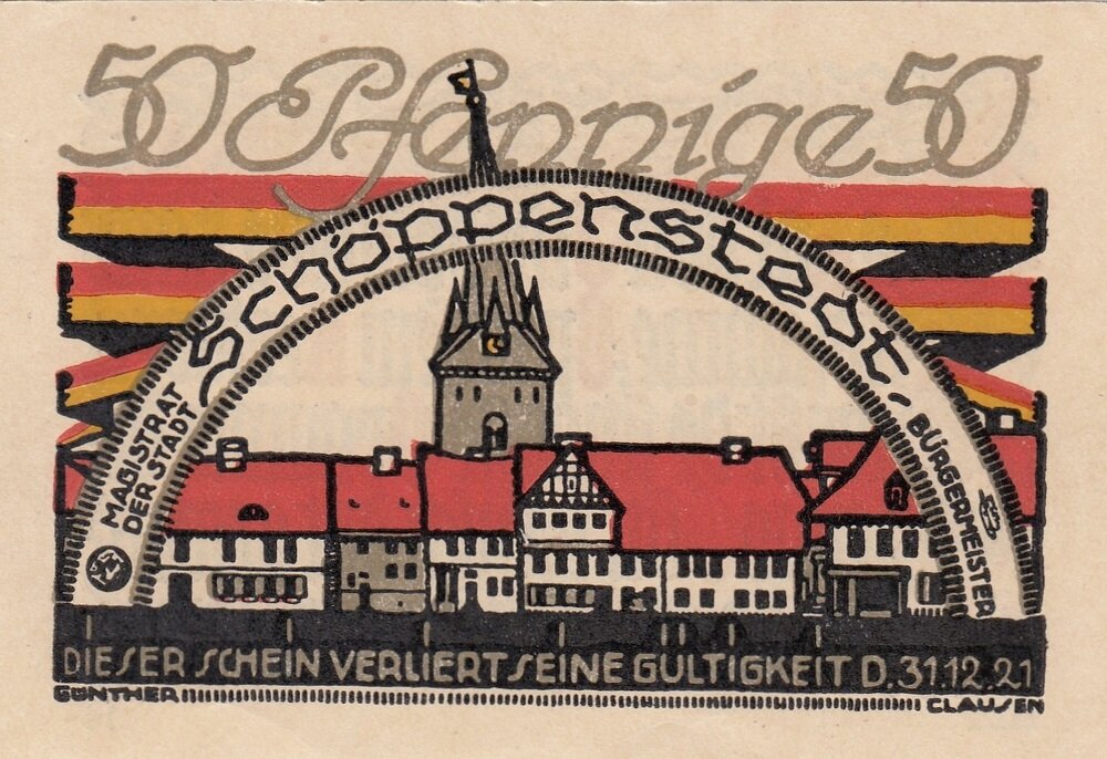 Германия (Веймарская Республика) Шёппенштедт 50 пфеннигов 1921 г. (№3) (4)