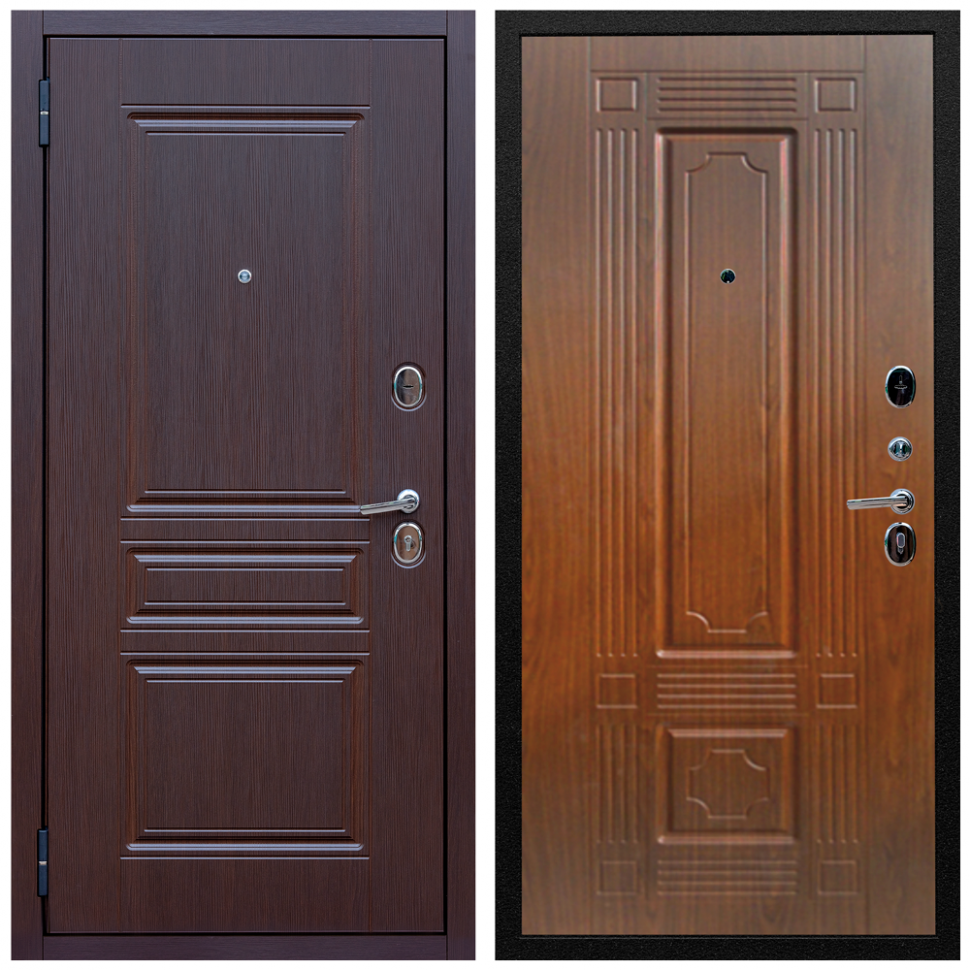 фото Входная дверь Армада Экстра МДФ 10 мм ФЛ-243 Лиственница шоколад; МДФ 6 мм ФЛ-2 Морёная берёза