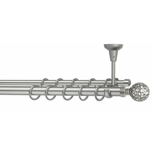 Карниз Ажур хром матовый потолочный 25мм 280см: двухрядный