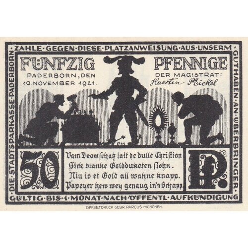 Германия (Веймарская Республика) Падерборн 50 пфеннигов 1921 г. (№2) германия веймарская республика падерборн 25 пфеннигов 1921 г 2