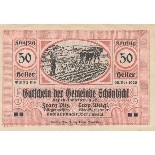 Австрия, Шёнбихль 50 геллеров 1920 г. (№3) австрия шёнбихль 10 геллеров 1920 г