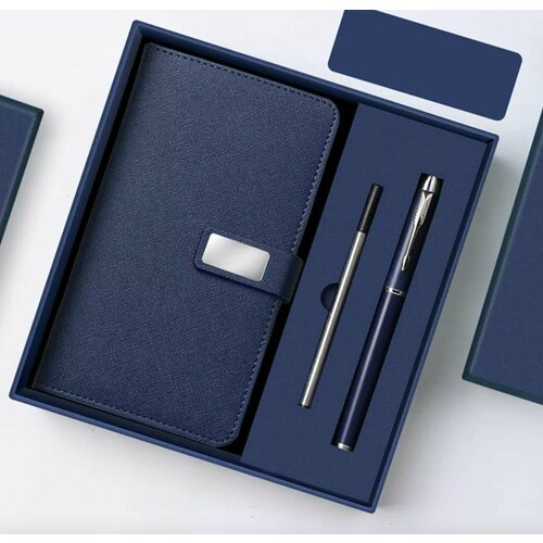 Подарочный набор ежедневник и ручка бизнес класс, синий