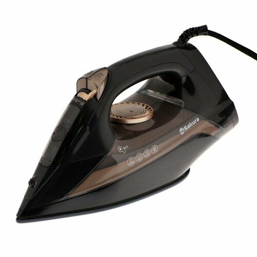 Утюг Sakura SA-3068 2400 Вт керамическая подошва 420 мл паровой удар чёрно-золотой 630200₽