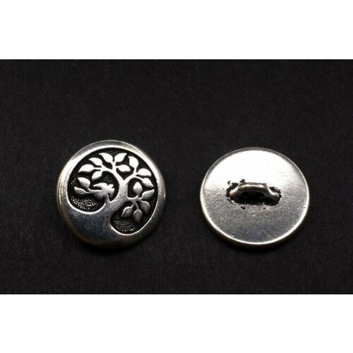 Пуговица TierraCast Птица на дереве 17мм, отверстие 2,2мм, цвет античное серебро, 94-6577-12, 1шт