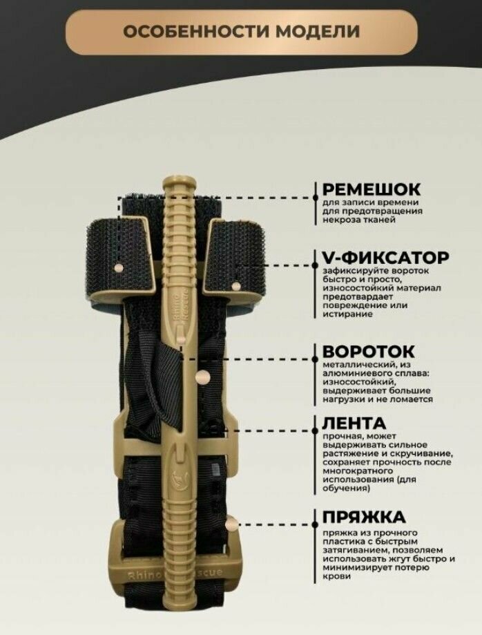 Изображение Tourniquet Rino Rescue Медицинский Турникет жгут кровоостанавливающий пластиковый