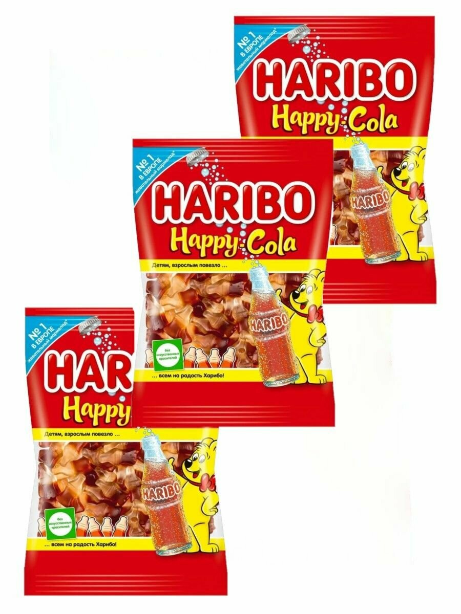 Мармелад жевательный HARIBO Харибо Happy Cola Счастливая кола 3 шт по 175 г