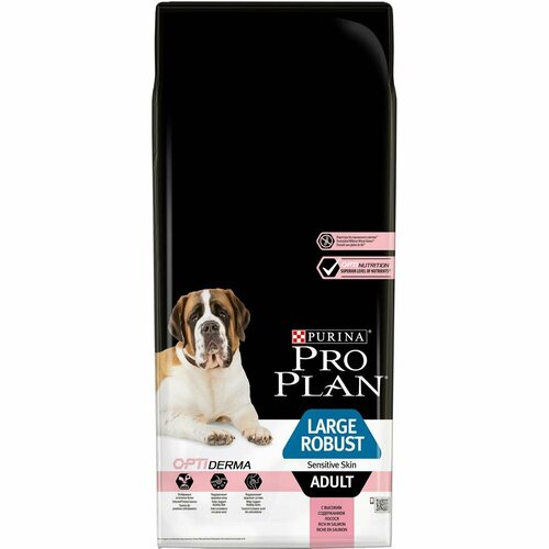 Purina Pro Plan Large Robust Sensitive для здоровья кожи и шерсти, лосось с рисом 14 кг (для крупных пород)