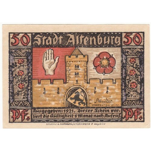 Германия, Альтенбург 50 пфеннигов 1921 г. (4) германия гамбург 50 пфеннигов 1918 1921 гг