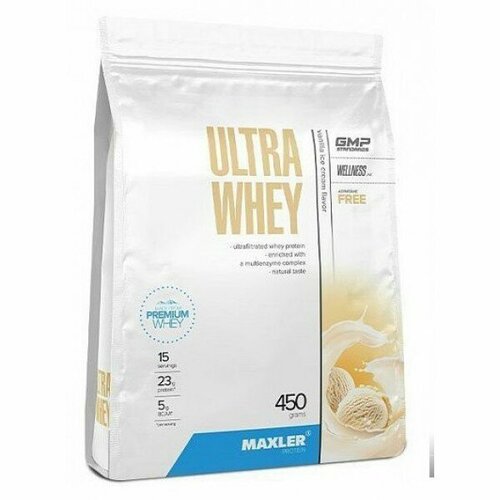 Ultra Whey Protein 450 gr bag, 15 порции(й), ванильное мороженое сывороточный протеин ultra whey 750г солёная карамель