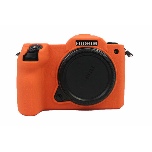 Защитный силиконовый чехол MyPads Antiurto для фотоаппарата Fujifilm GFX100s/ GFX50S ii/ GFX50s mark 2 из мягкого качественного силикона оранжевый