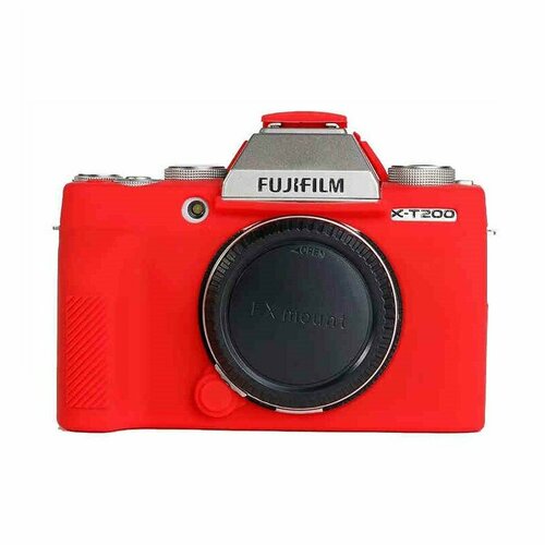 Силиконовый противоударный чехол MyPads Antiurto для фотоаппарата Fujifilm X-T200 ультра-тонкий красный