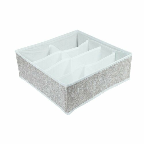 Органайзер для хранения без крышки 8 секций серый меланж, 32*32*12 см