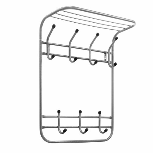 Вешалка настенная исток Комфорт ВНК433 серый металлик, 7 рожков, полка