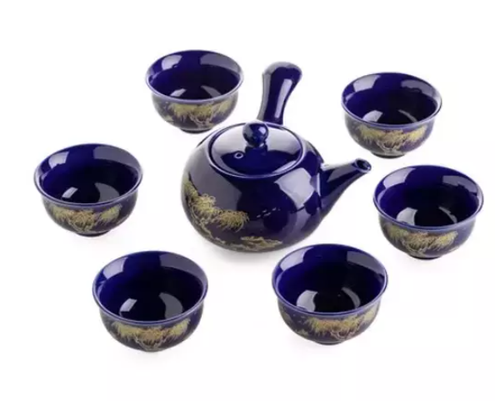 Керамический чайный сервиз Ива над Рекой 7 предметов: чайник и пиалы