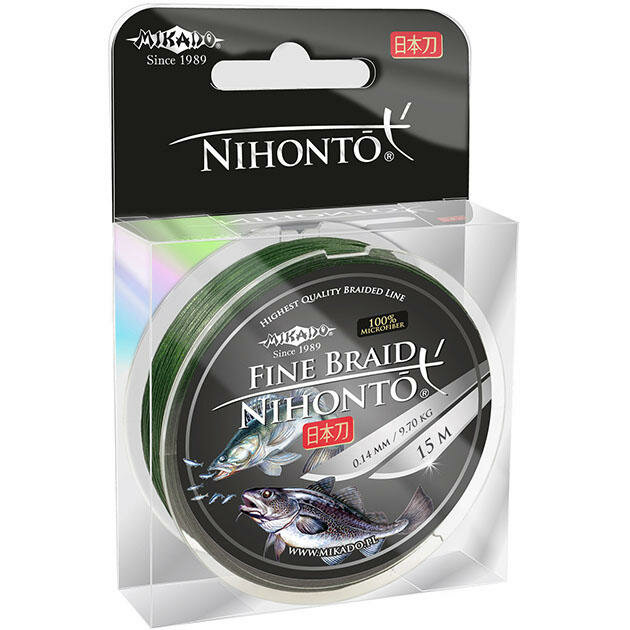 Плетеный шнур Mikado NIHONTO FINE BRAID 014 green (15 м) - 9.70 кг.