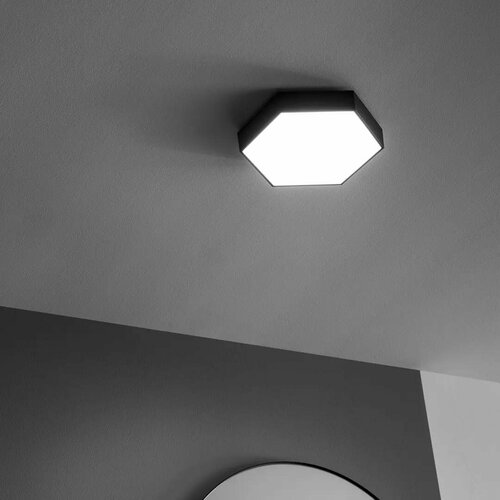 Светильник потолочный светодиодный влагозащищенный Inspire Gunza 15 м² нейтрально белый свет, цвет черный
