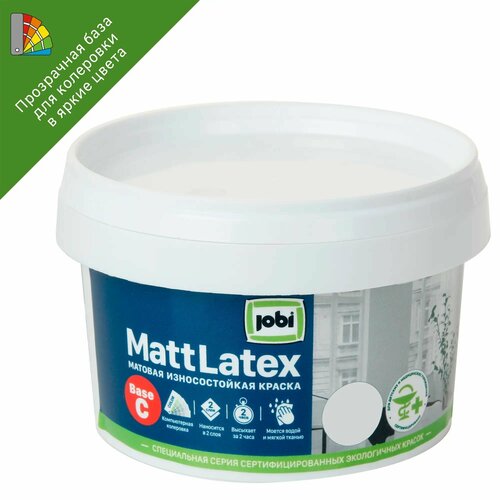 Краска для колеровки для стен и потолков Jobi Mattlatex прозрачная база C 0.25 л