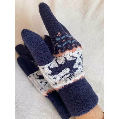 фото Перчатки kim lin, демисезон/зима, шерсть, утепленные, размер 18-20, синий