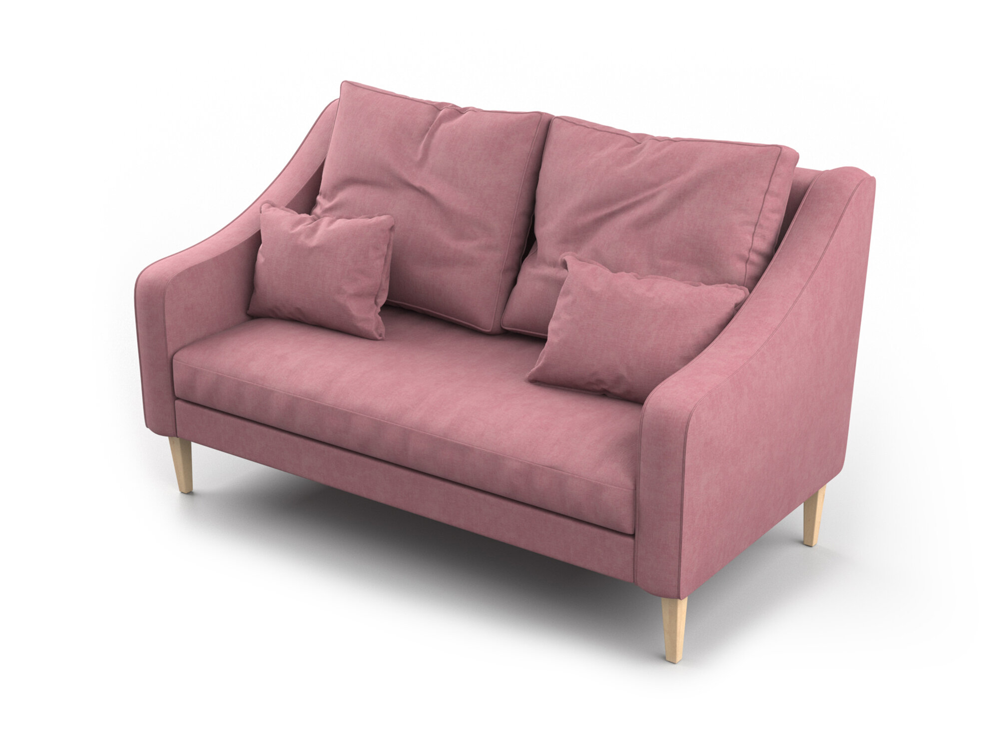 Дизайнерский диван Soft Element Ричи, двухместный, дерево, вельвет, розовый, скандинавский лофт, на кухню, офисный, на дачу, маленький