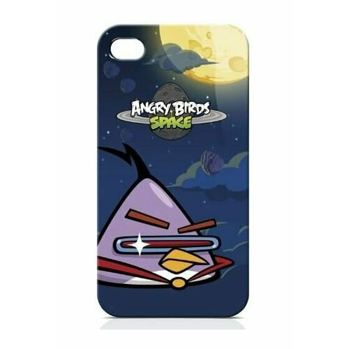 Чехол накладка/ Чехол для Apple iPhone 4/4S Angry Birds /Kосмос чехол, лазерная птица, фиолетовый