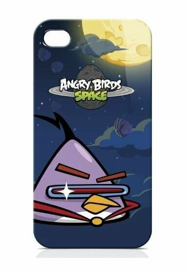 Чехол накладка/ Чехол для Apple iPhone 4/4S Angry Birds /Kосмос чехол, лазерная птица, фиолетовый