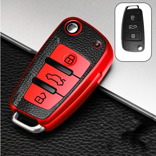 Чехол для смарт ключа автомобиля, футляр из силикона с вырезом под логотип, для машины марки Audi Ауди А3 А4 А5 А6 А7 А8 Q3 Q5 Q7 ( 2014 15 16 17 1.