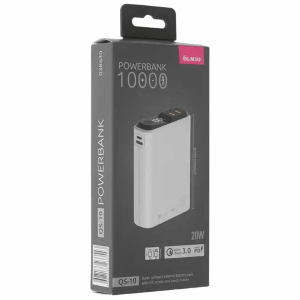 Внешний аккумулятор Olmio QS-10 10000mAh Grey