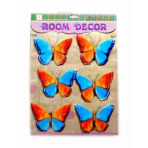 Наклейки Декоративные, Цветные Бабочки 3D, для стен и мебели, для интерьера, интерьерные, декор для дома, подарок