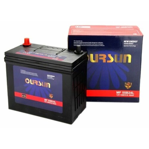 Аккумулятор автомобильный Oursun MF 55B24L 45 А/ч 430 А обр. пол. тонк. клеммы Азия авто (238х129х225)