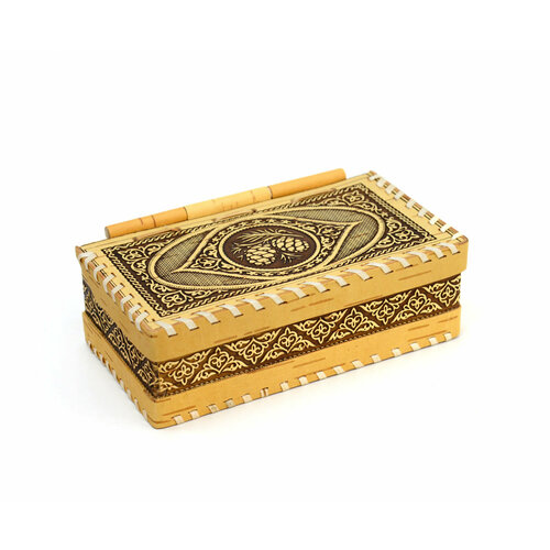 Шкатулка из бересты прямоугольная на шарнире 